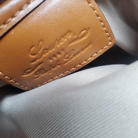 Lauren Ralph Lauren Small red canvas & leather crossbody Bag Classic Style - Picture 6 of 11